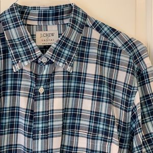 NWOT J Crew factory madras plaid button down
